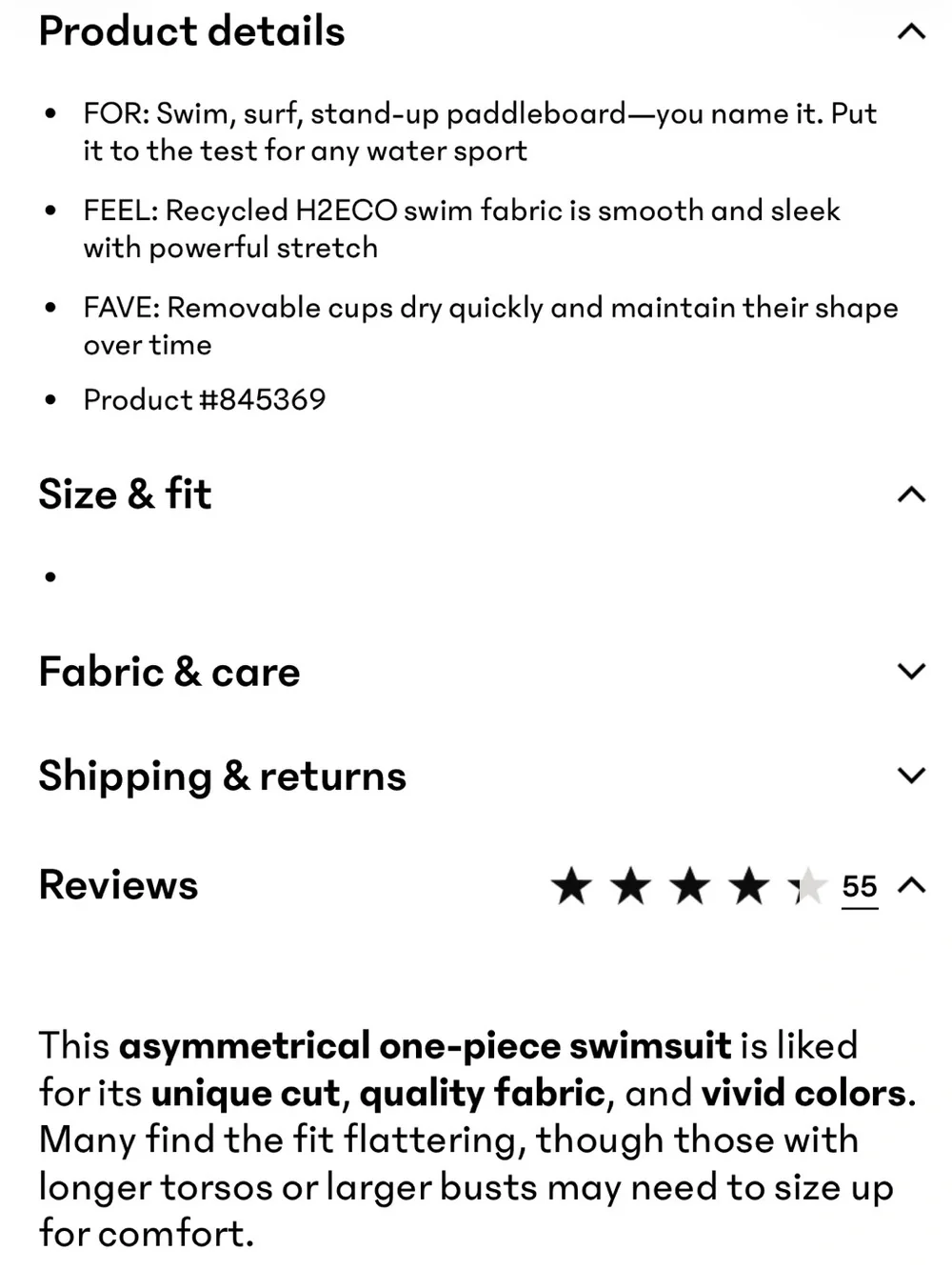 Athleta Shoreline Asymmetrical One-Piece - Small Tall for Long Torso